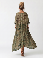 Women's Oversized Button-Front Midi Dress with Pockets