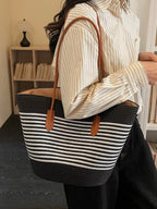 Women's Striped Woven Shoulder Bag