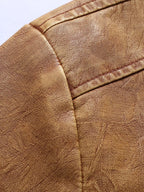 Men's Leather Jacket with Sherpa Collar Plus Size