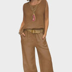 Women's Two-Piece Boho Set - Light Brown