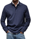 Men's Long Sleeve Polo Shirt - Navy Blue