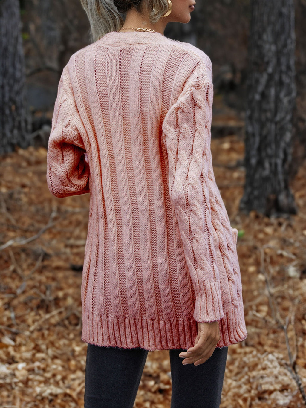 Women's Chunky Cable Knit Button-Up Cardigan