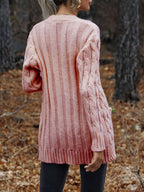 Women's Chunky Cable Knit Button-Up Cardigan