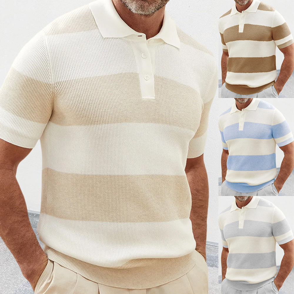 Men's Short Sleeve Knit Polo Casual Summer Style
