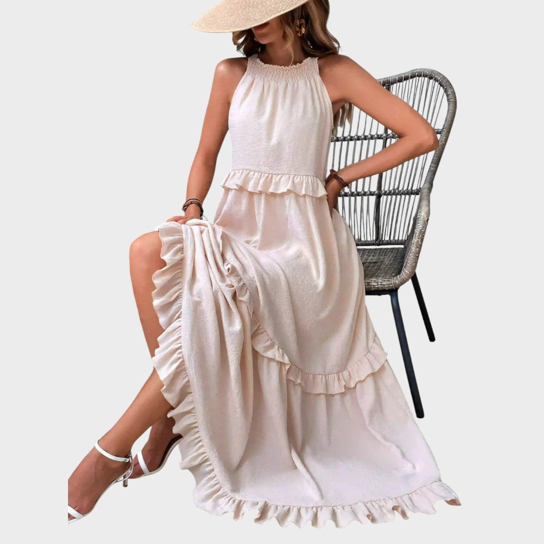 Women's Sleeveless Ruffle Trim Dress