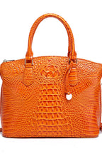 Women's Leather Handbag - Pumpkin