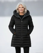 Women's Long Padded Winter Coat - Black