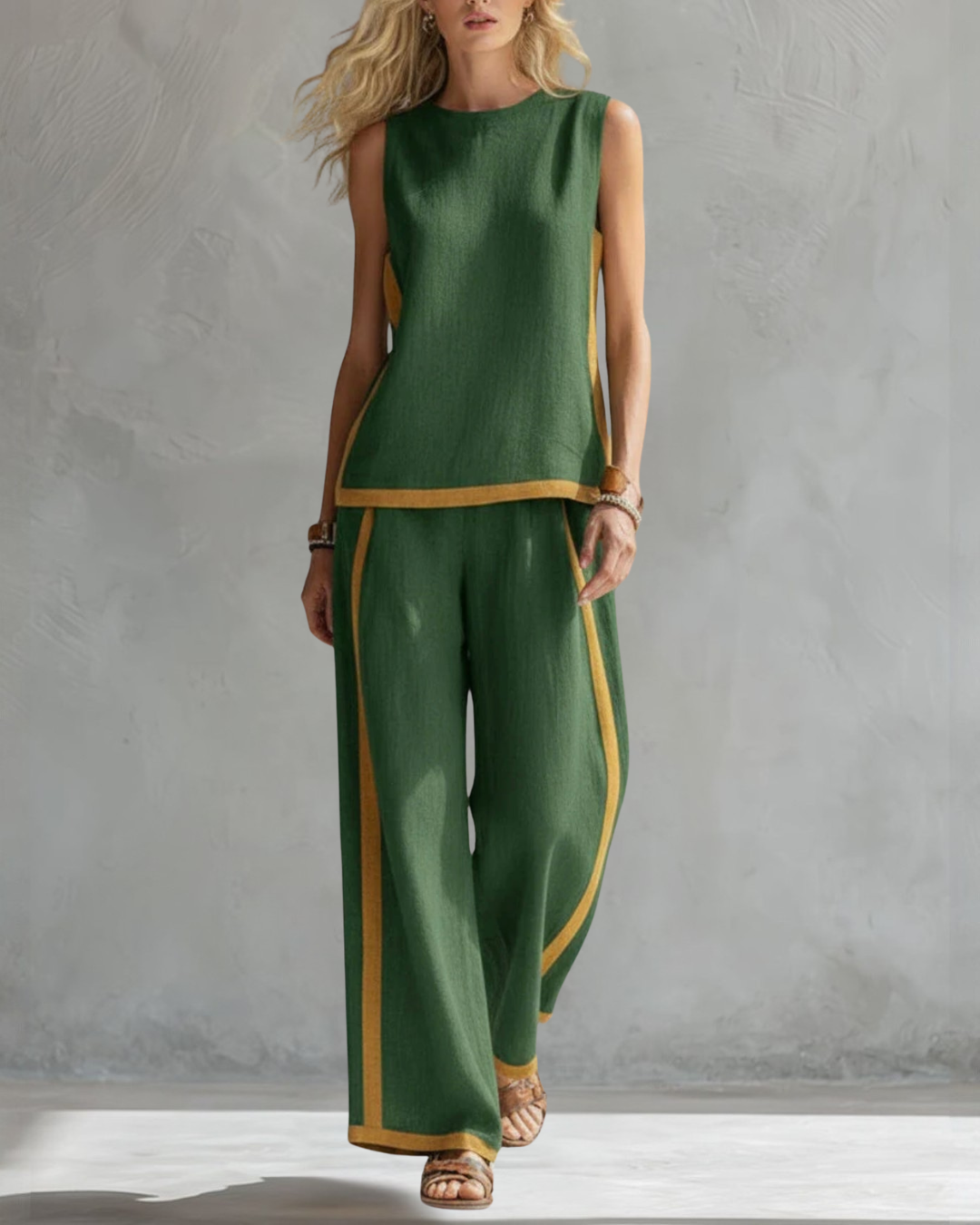 Women's Elegant Two-Piece Set - Green