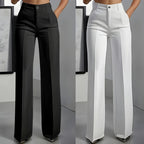 Women's High-Waisted Dress Pants - Black + White