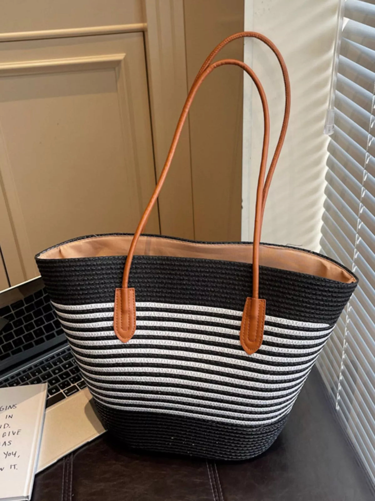 Women's Striped Woven Shoulder Bag