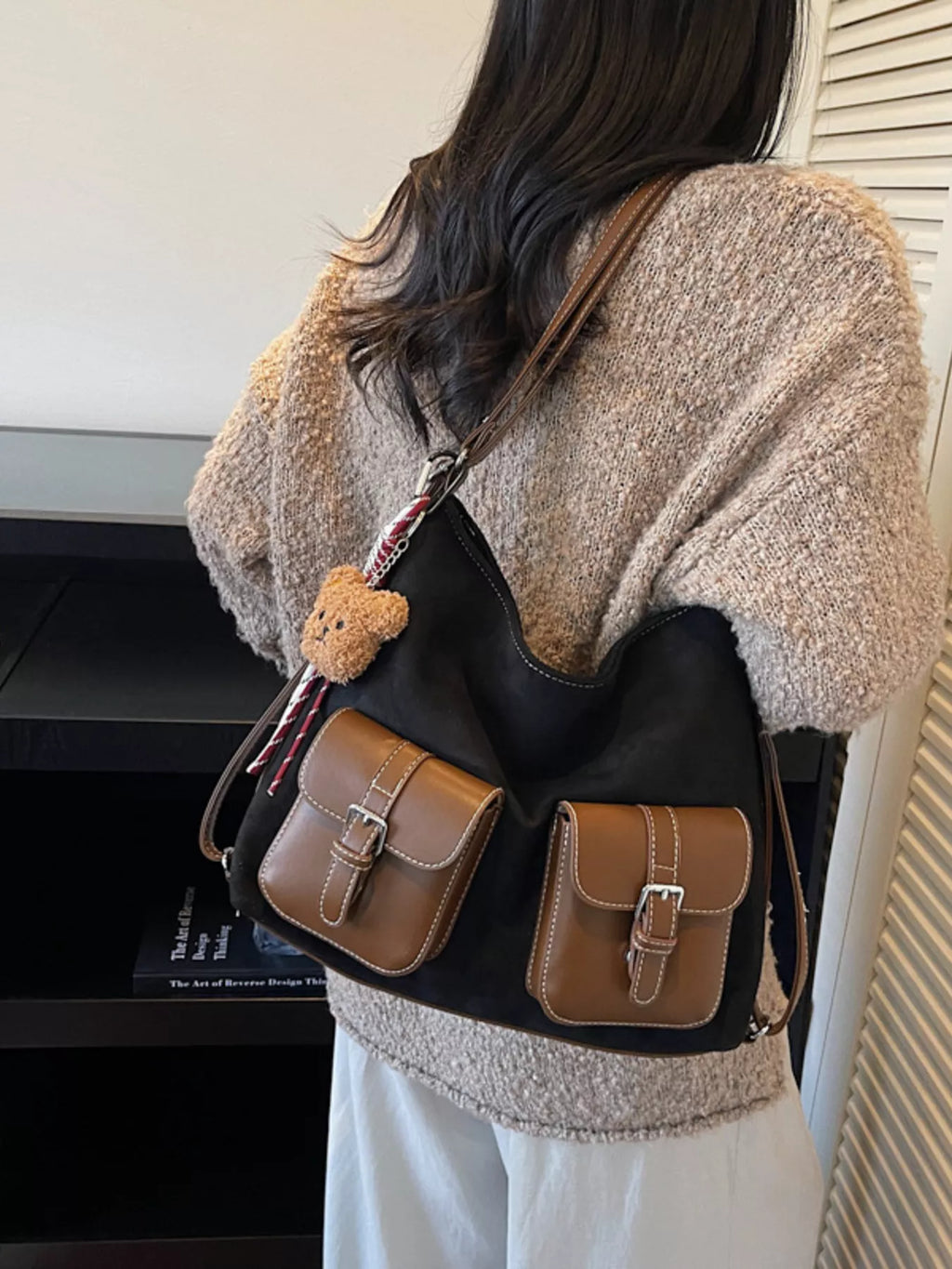 Women's Buckle Shoulder Bag with Pocket