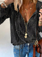 Women's Lace Tie-Neck Blouse