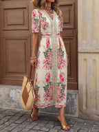 Women's Floral V-Neck Midi Dress