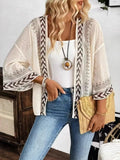 Women's Open Front Kimono Cardigan Lightweight Boho Summer Jacket - Khaki