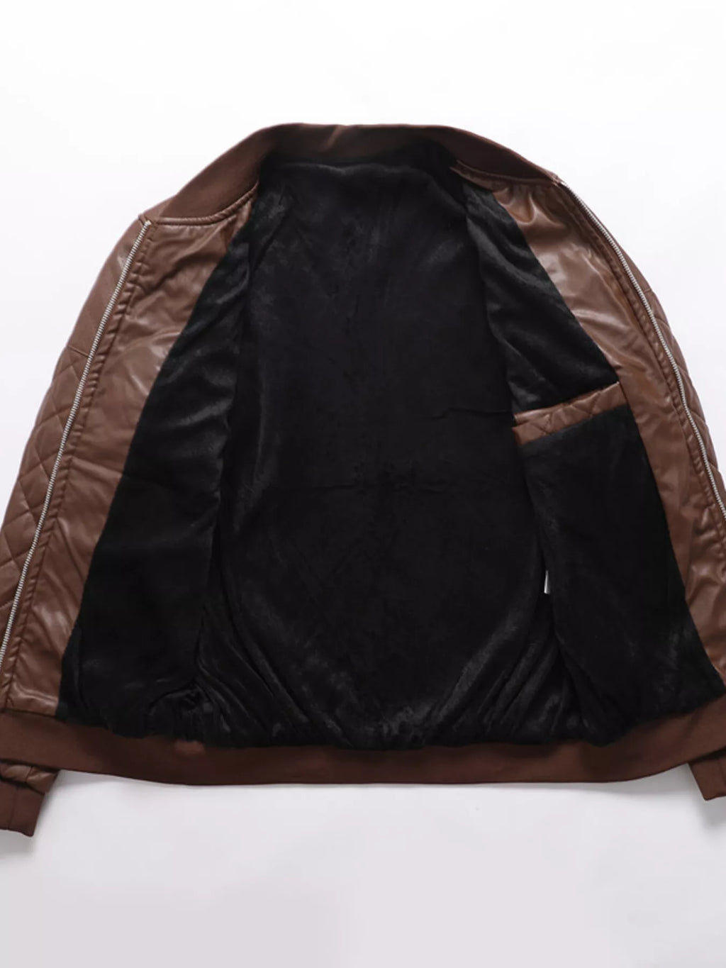 Men's Padded Faux Leather Bomber Jacket Plus Size