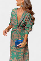 Women's V-Neck Knot-Front Maxi Dress