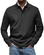 Men's Long Sleeve Polo Shirt - Black