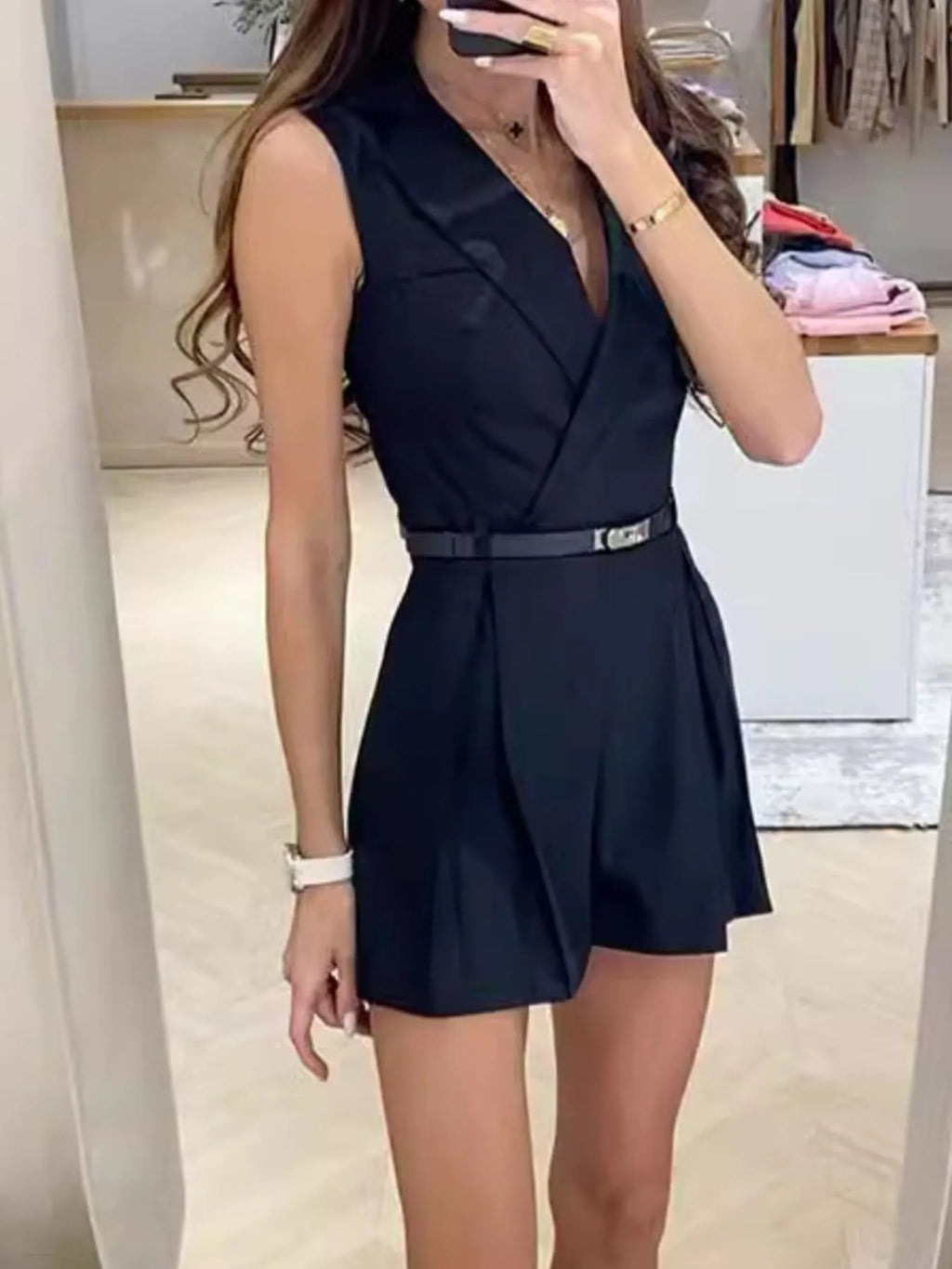 Women's Solid Sleeveless Wrap Romper
