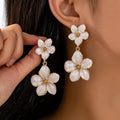 Women's Floral Drop Earrings - Beige