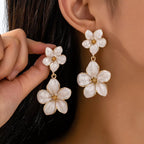 Women's Floral Drop Earrings - Beige