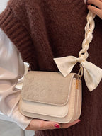 Women's Color Block Flap Crossbody Bag - Beige
