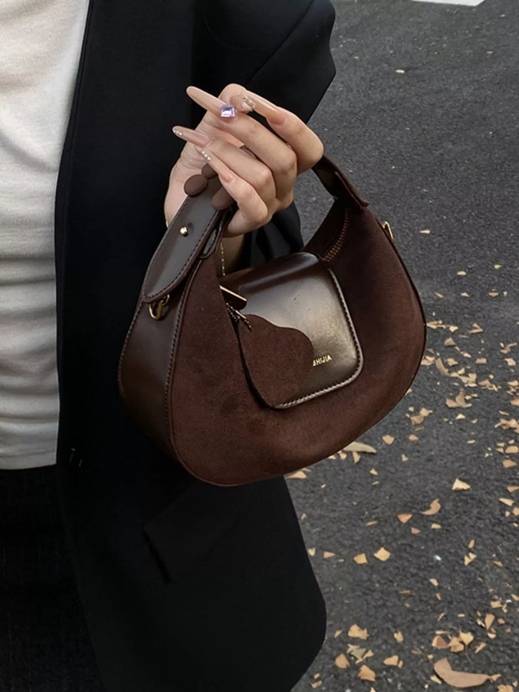 Women's Top Handle Crossbody Bag - Chocolate