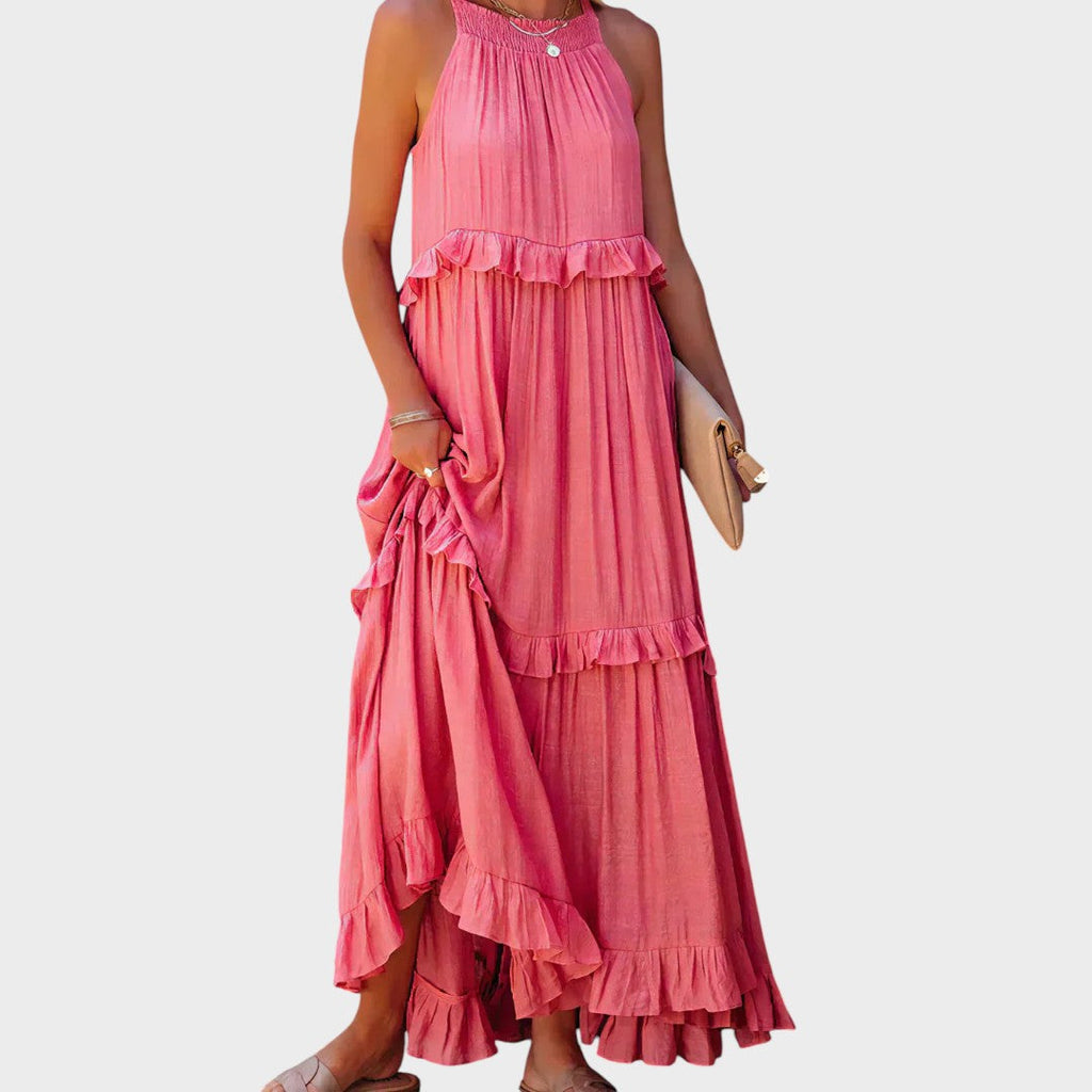 Women's Sleeveless Ruffle Trim Dress