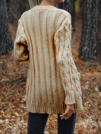Women's Chunky Cable Knit Button-Up Cardigan