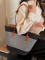 Women's Striped Woven Shoulder Bag