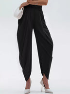 Women's High-Rise Flowy Wide-Leg Pants - Black