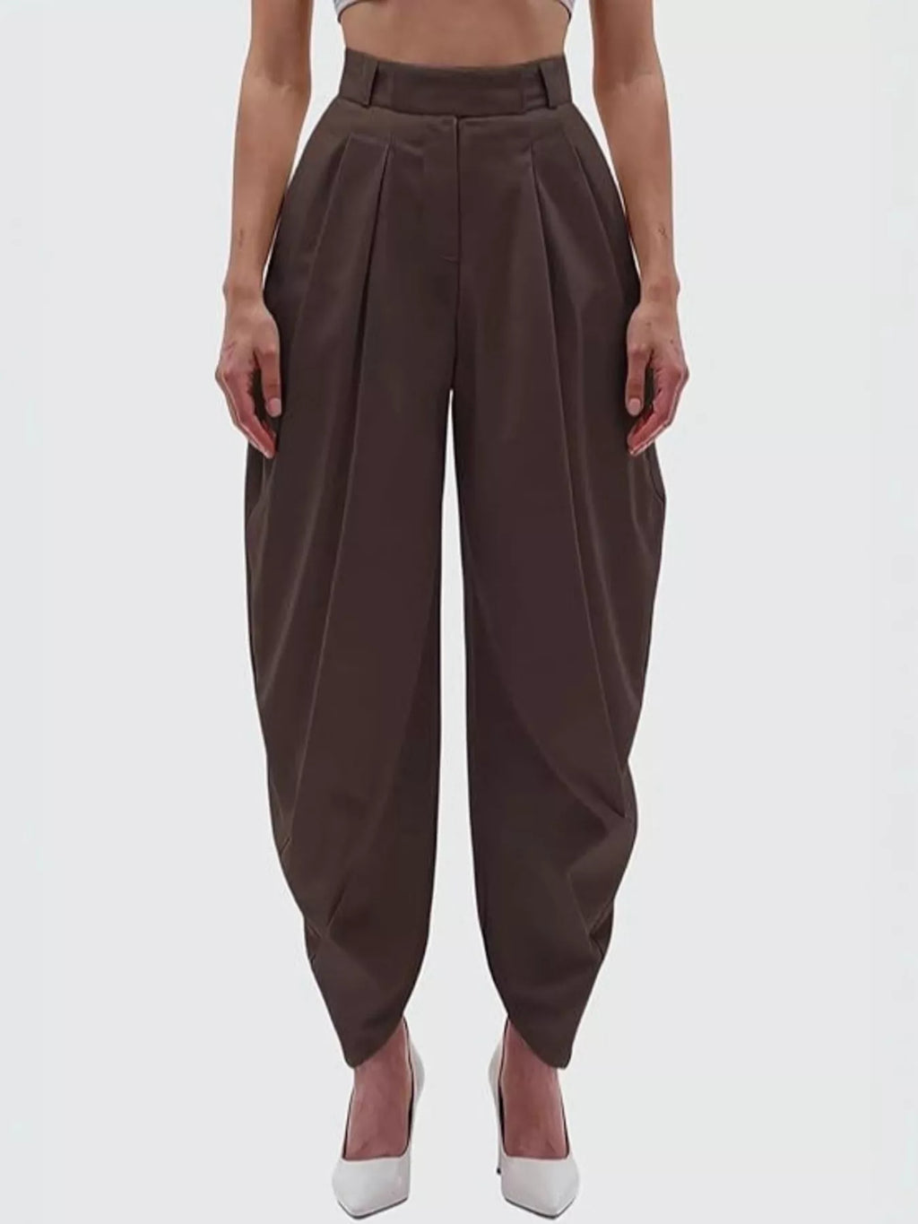 Women's High-Rise Flowy Wide-Leg Pants - Brown