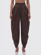 Women's High-Rise Flowy Wide-Leg Pants - Brown