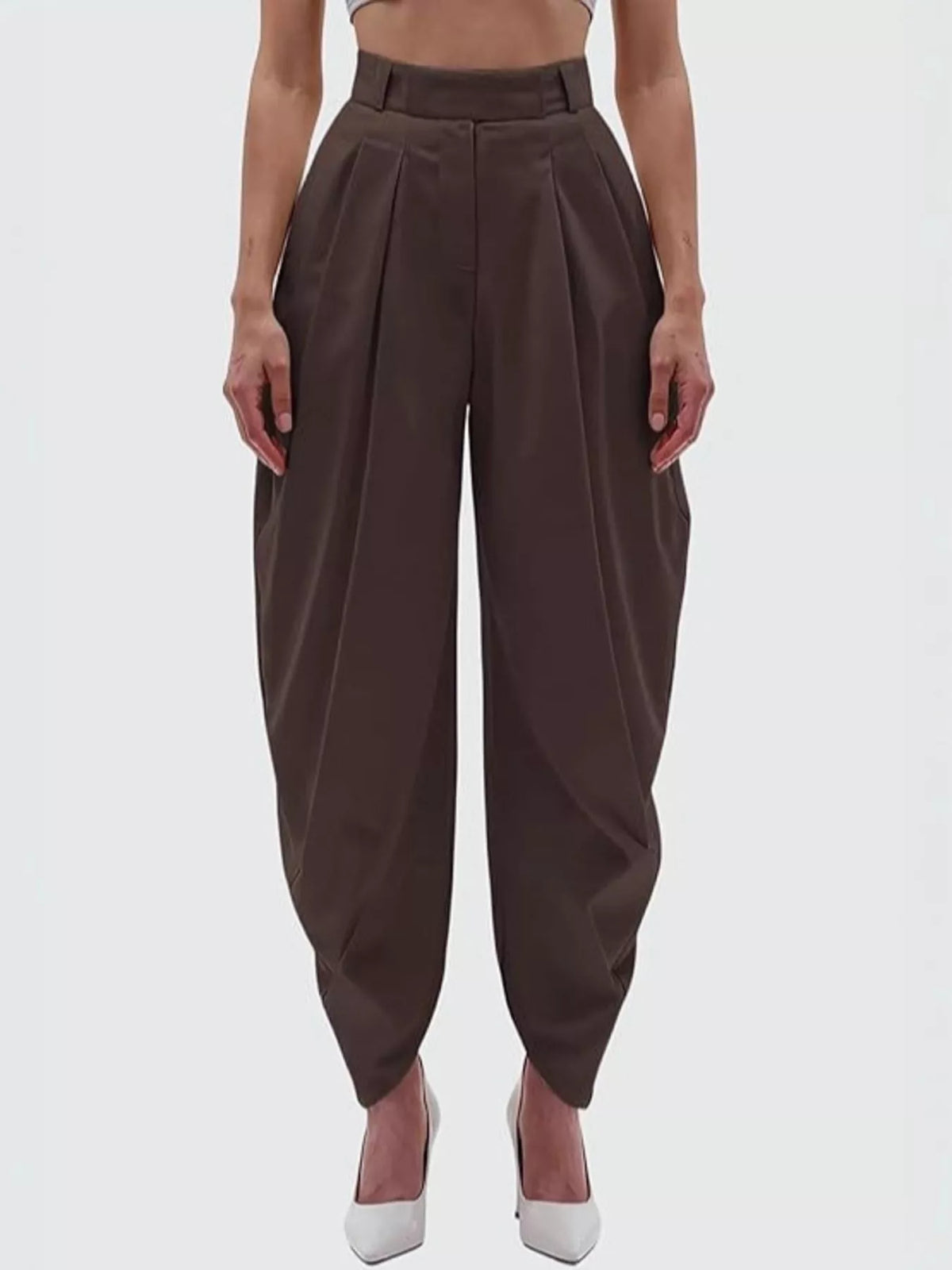 Women's High-Rise Flowy Wide-Leg Pants - Brown