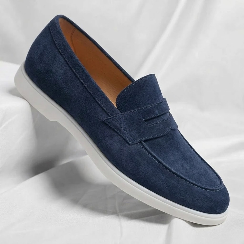 Men's Italian-Style Loafers - Navy Blue