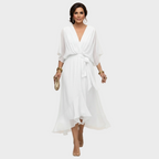 Women's V-Neck Dress - White