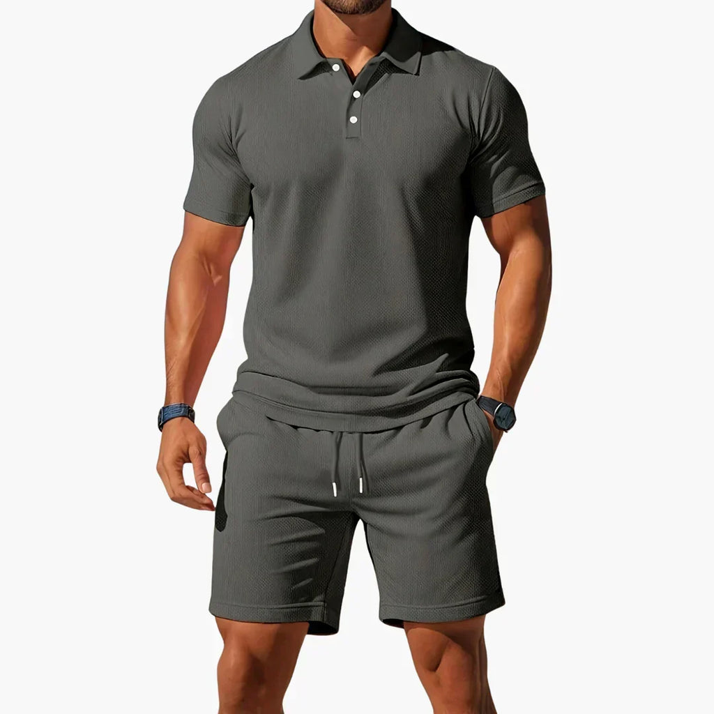 Men's Elegant Polo Shirt Set - Gray