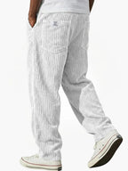 Men's Corduroy Pants with Elastic Waist - White