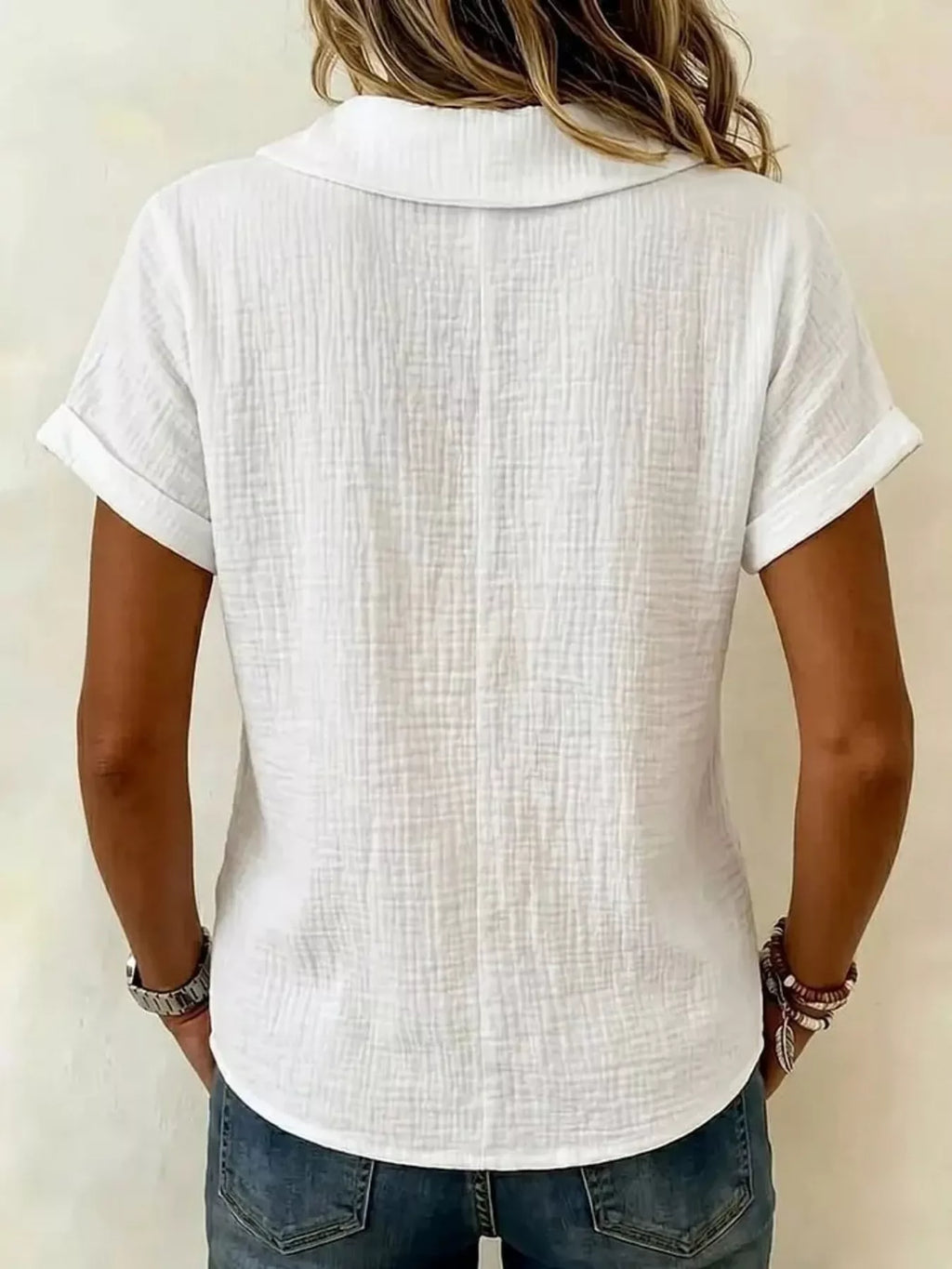 Women's Plus Size Casual Textured Short Sleeve Blouse