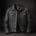 Men's Faux Leather Jacket with Retro Lapel - Black