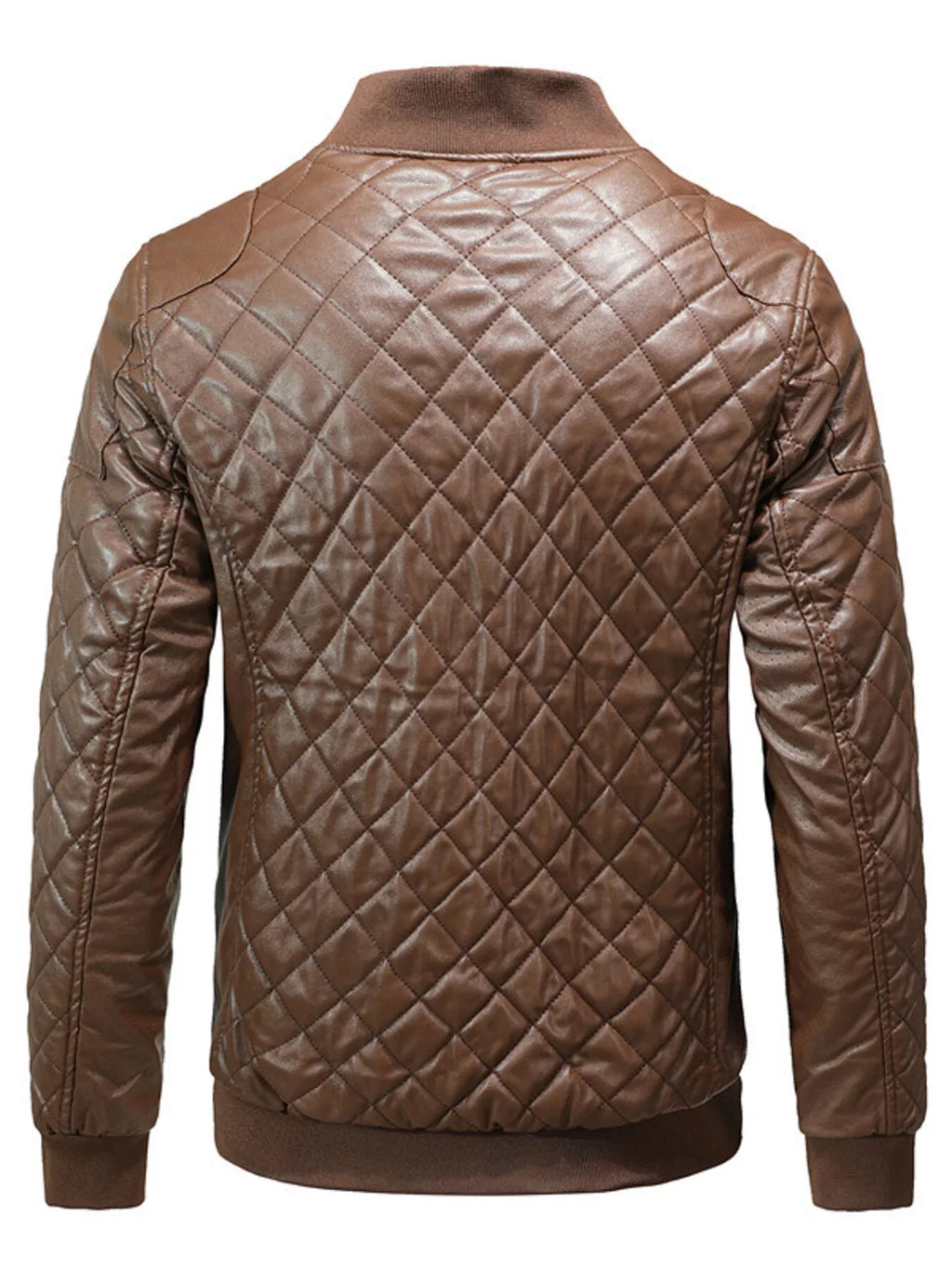 Men's Padded Faux Leather Bomber Jacket Plus Size