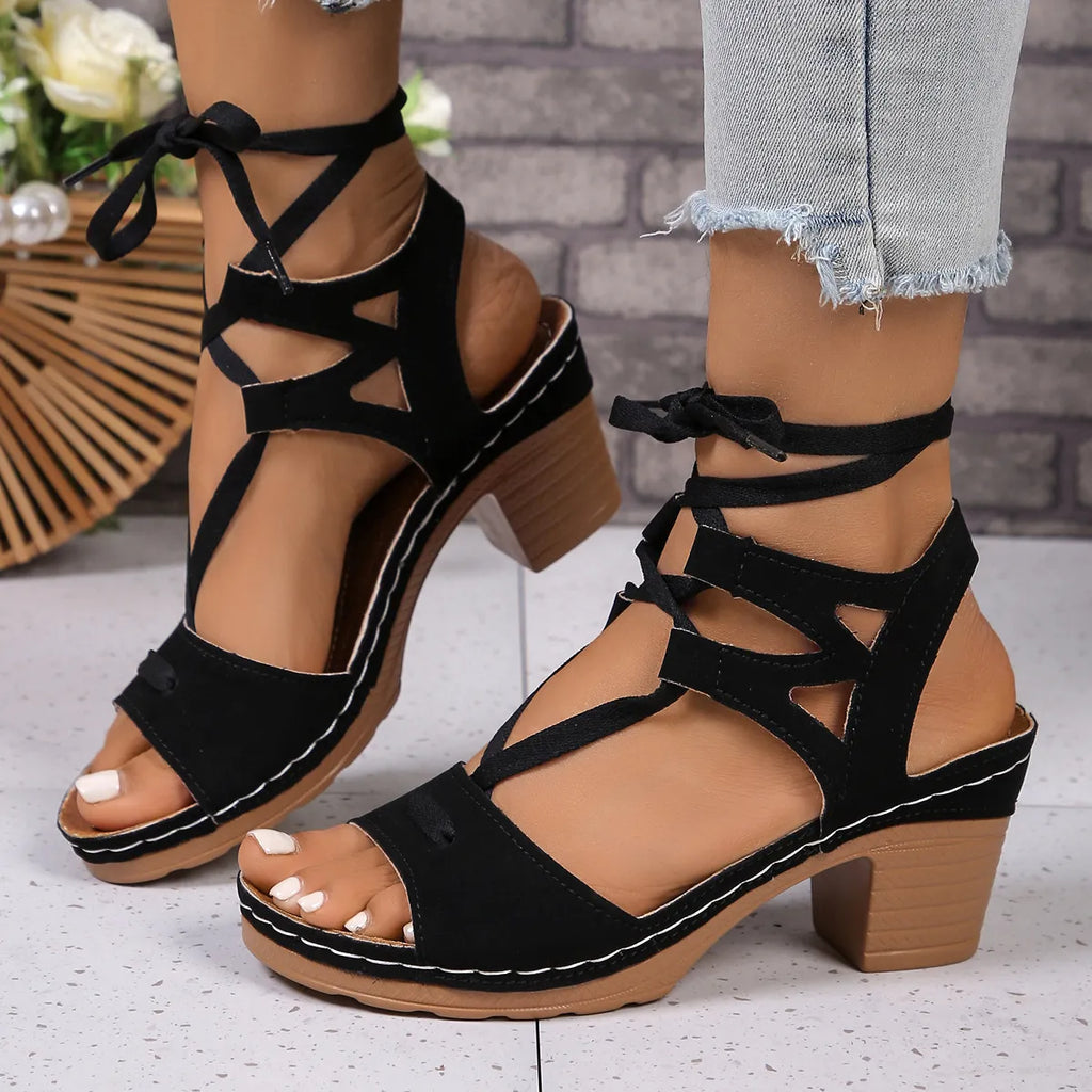 Women's Lace-Up Block Heel Sandals