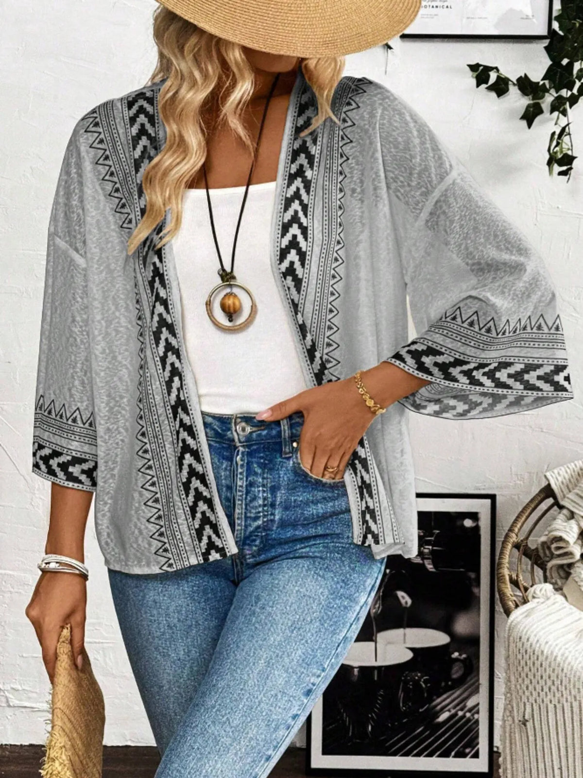 Women's Open Front Kimono Cardigan Lightweight Boho Summer Jacket