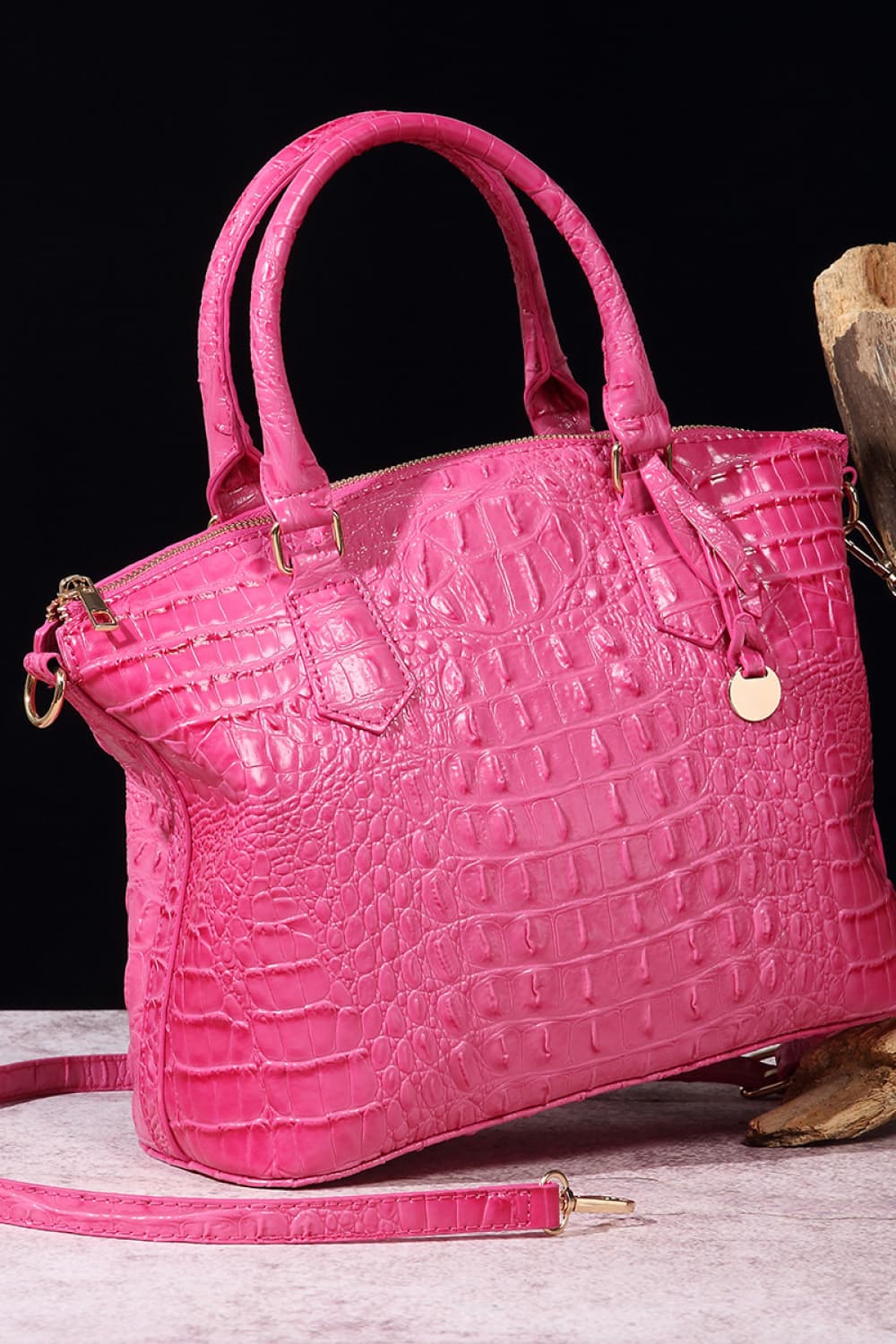 Women's Leather Handbag - Fuchsia