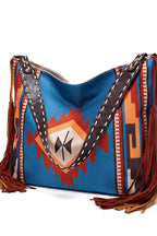 Women's Geometric Print Canvas Tote Bag - Sky Blue