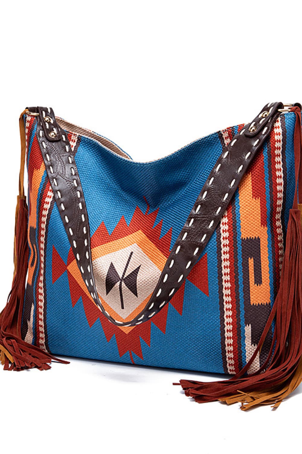 Women's Geometric Print Canvas Tote Bag - Sky Blue
