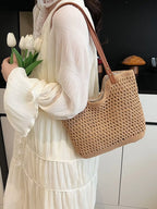 Women's Woven Straw Shoulder Bag