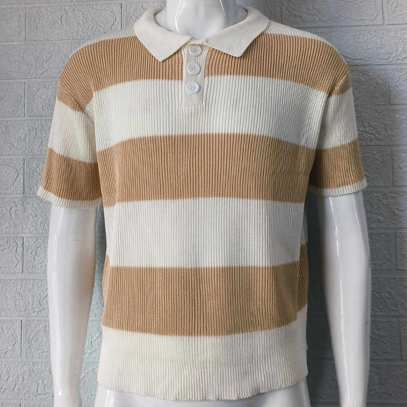 Men's Short Sleeve Knit Polo Casual Summer Style