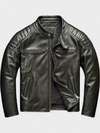 Men's Leather Jacket Fall Winter - Jet Black