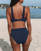 Women's High-Waisted Solid Swimsuit