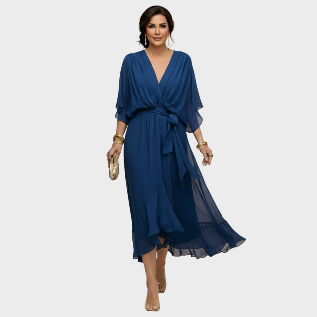Women's V-Neck Dress - Blue